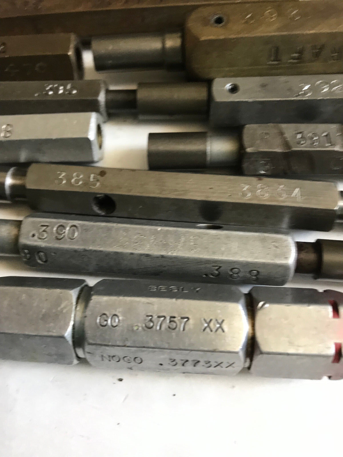 Mixed Lot Go No Go Plug Gage,.385" Thru .3757,.3773,.383,.383,.386,.385 .395,Es