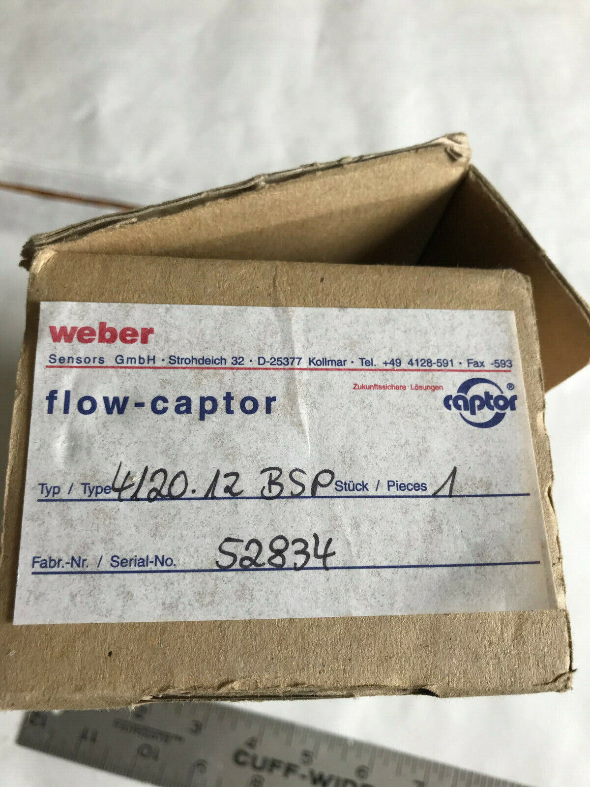 Captor 4120.12,Weber 412012 Bsp,52834,1202543 Flow Sensor,Flow-Captor 4120.12,Sm