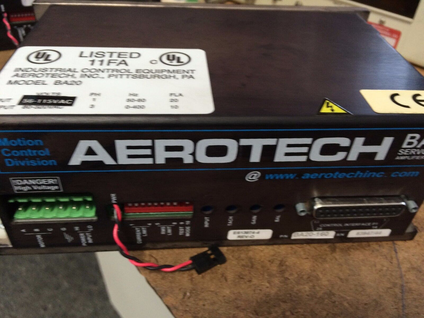 Aerotech Ba20-160 Servo Amplifier,3-Ph,0-400Hz, 7.1A Rms Industrial Ba20,Em