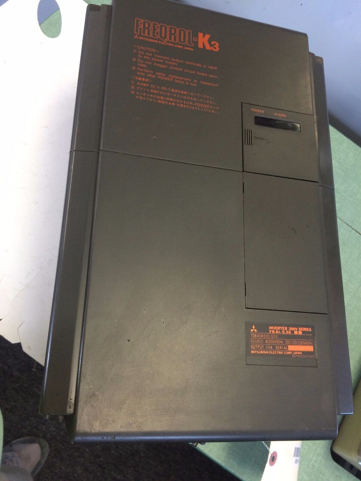 Mitsubishi Fr-K3-5.5K Freqrol-K3,Inverter 200V,Td840a500 G53 Servo,24A,Ac200v,Ct