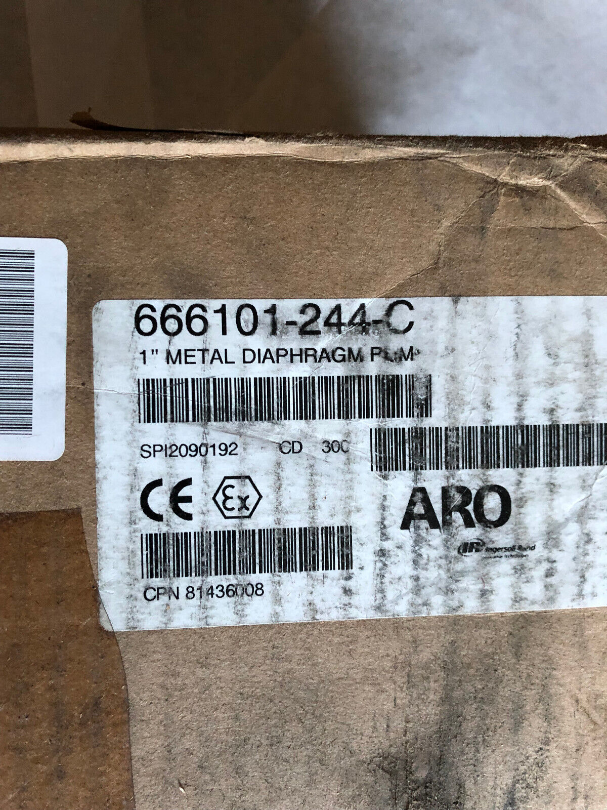 New Aro 666101-244-C 1" Metal Diaphragm Pump. 120Psig,66610T-244-C,666101 244,Al