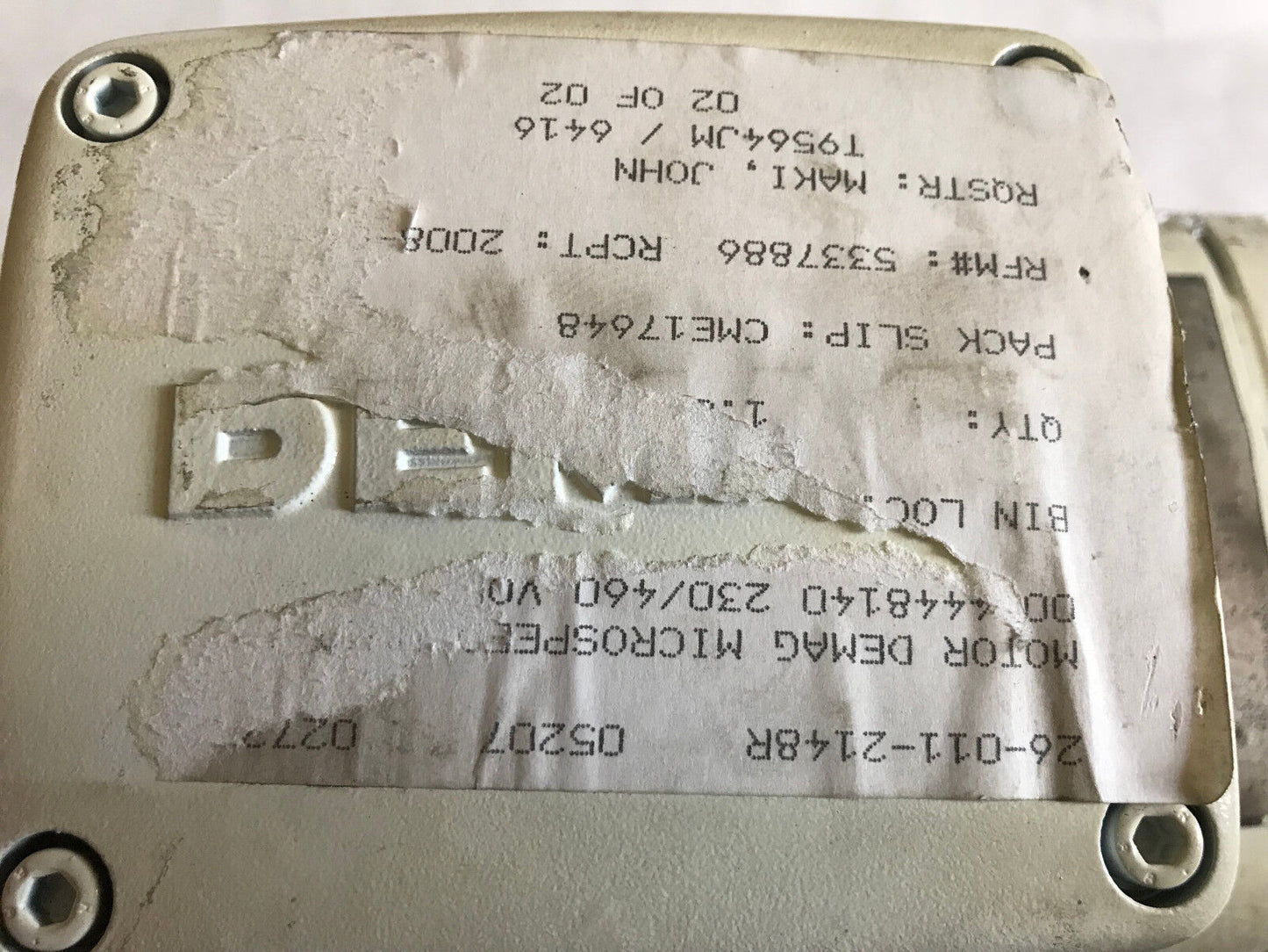 Mannesmann Dematic Ag Kba71b8 Demag Ac Motor,230/460 Vac,1/4 Hp,3Ph,795 Rpm,Ah
