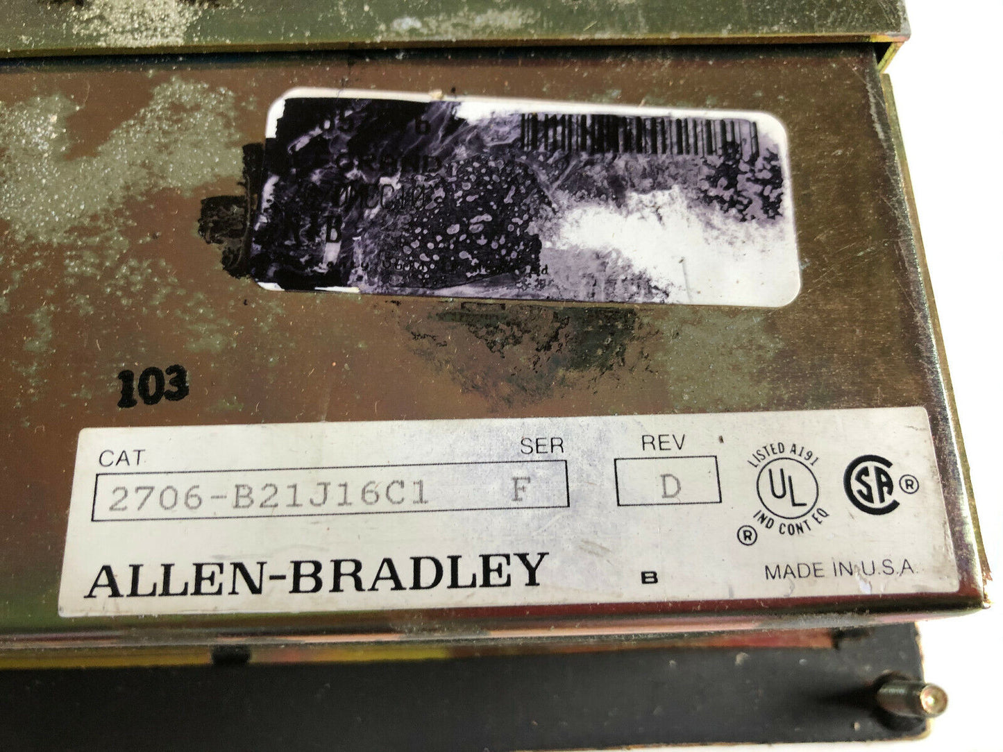 Allen Bradley 2706-B21j16c1,Dl20 Operator Interface Message Display,Bw