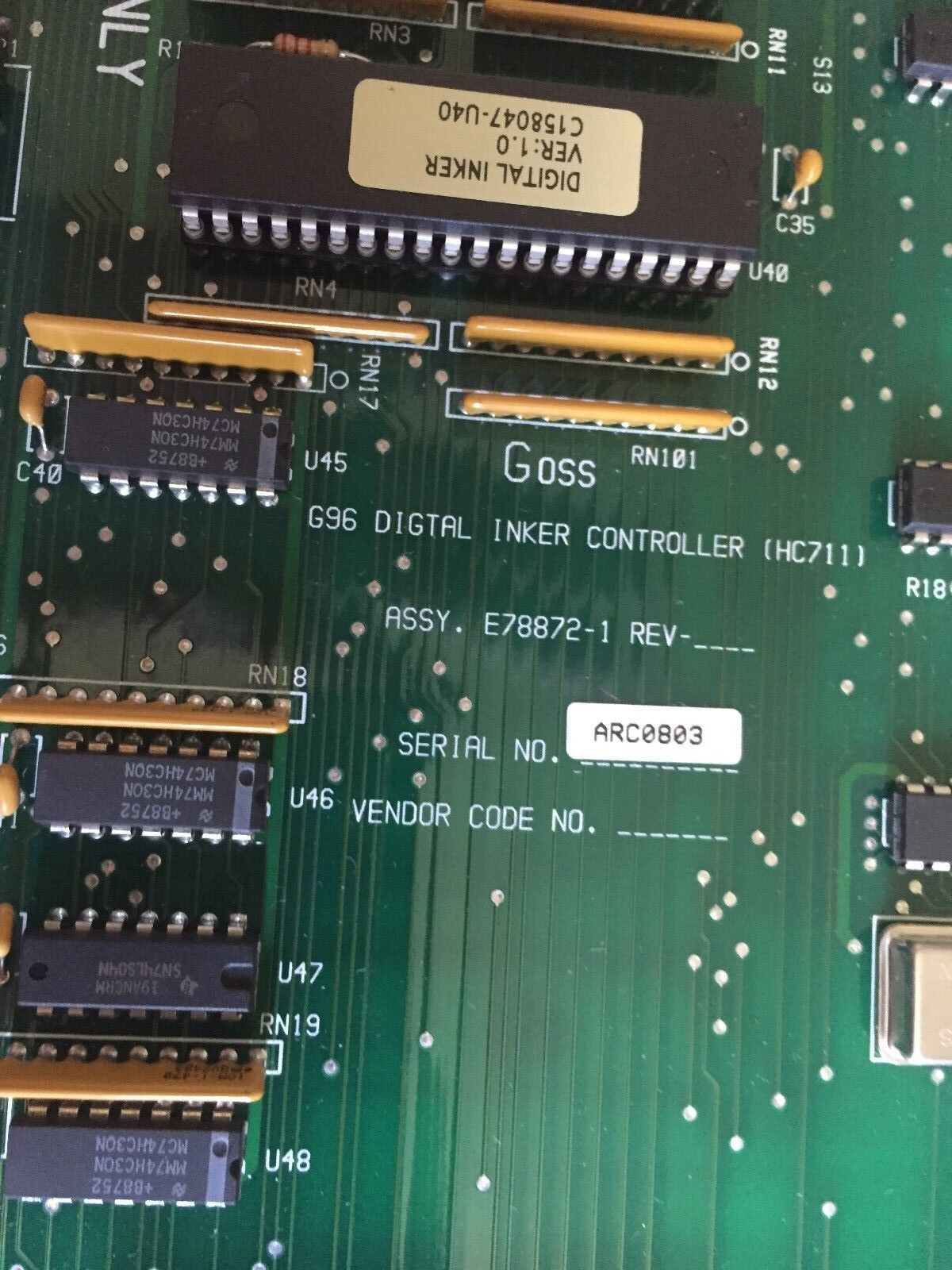 Rockwell E78872-1 Intl Corp Controller G96 Digital Inker Controller,Mc68hc711,Ee