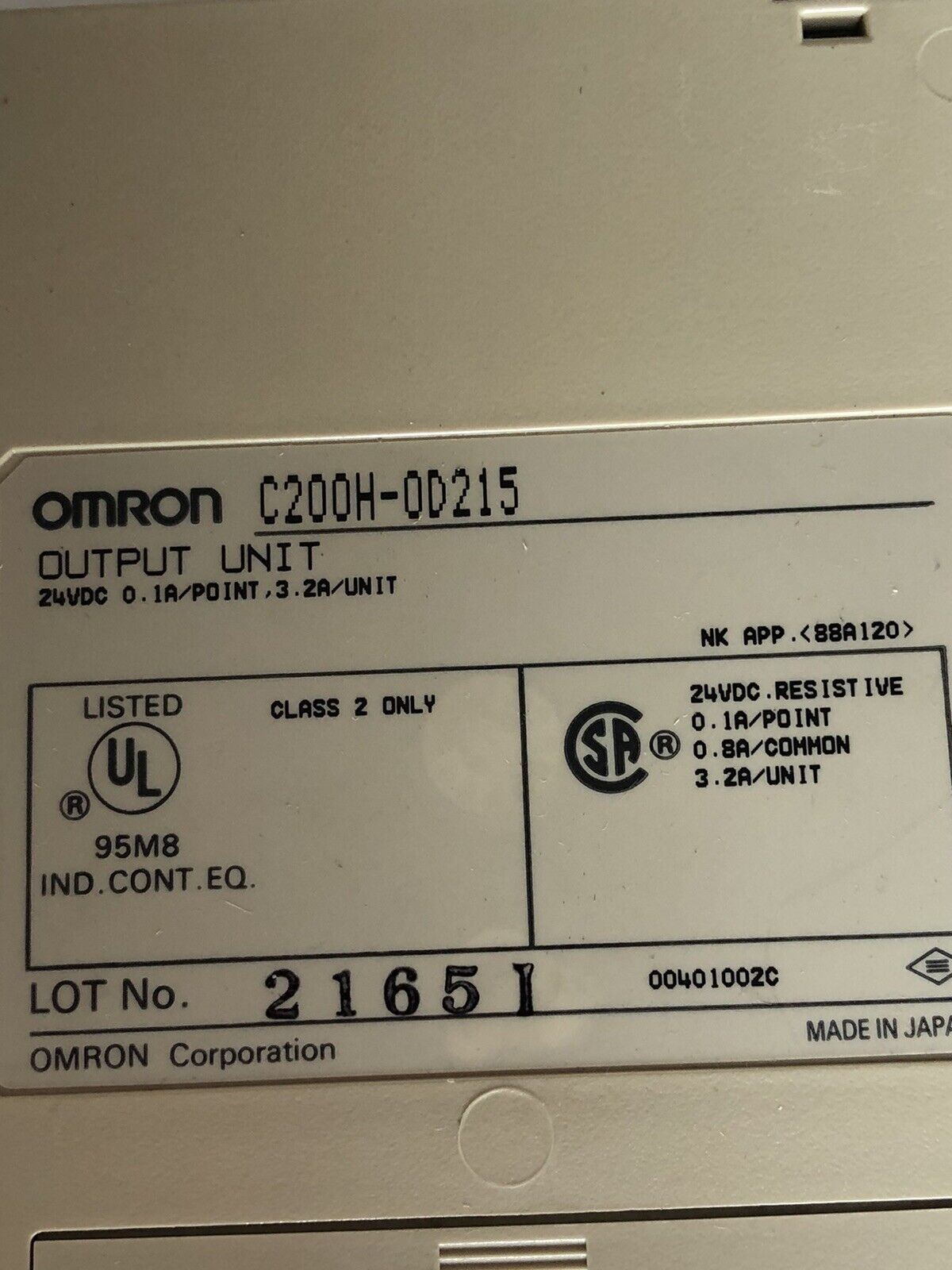 Omron C200h-Od215,0D215,Od215 Output Unit,C200h-0D215,Dd