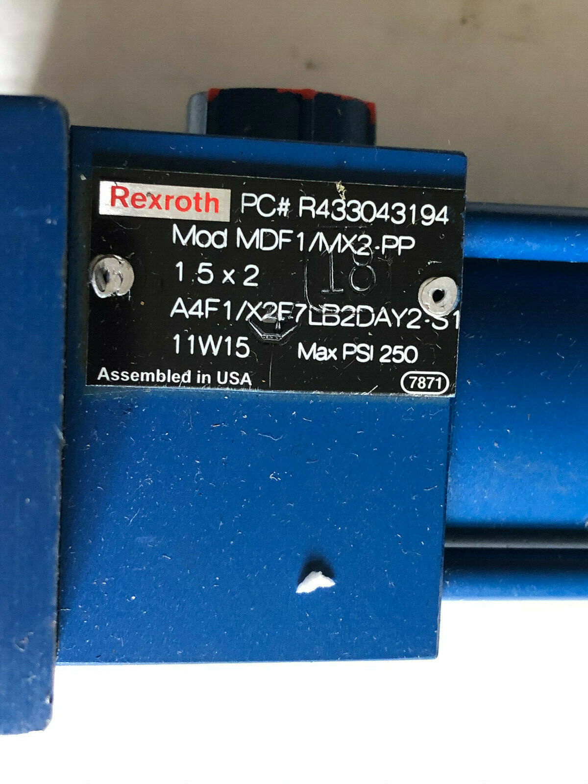 New Rexroth Pneumatic Cylinder Mdf1/Mx2-Pp,Pc# R433043194,1 5X2,A4f1/2F7lb2,Bi