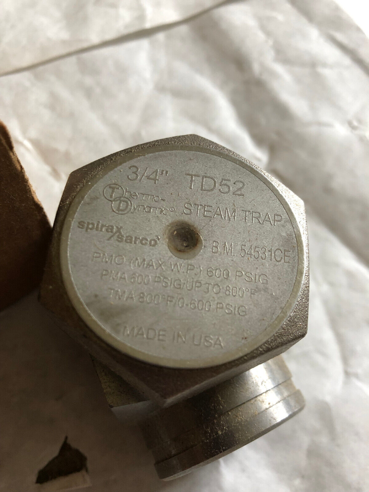 New Spirax Sarco 3/4” Td52,B.M. 54531Ce Thermo Dynamic Steam Trap,Ea