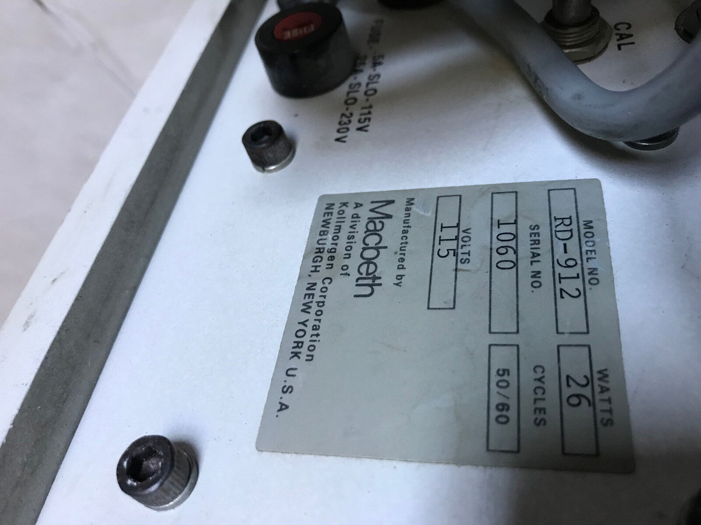 Macbeth Rd912 Reflectance Densitometer, 115Vac,Lamp 20003004,26-Watts,Ax