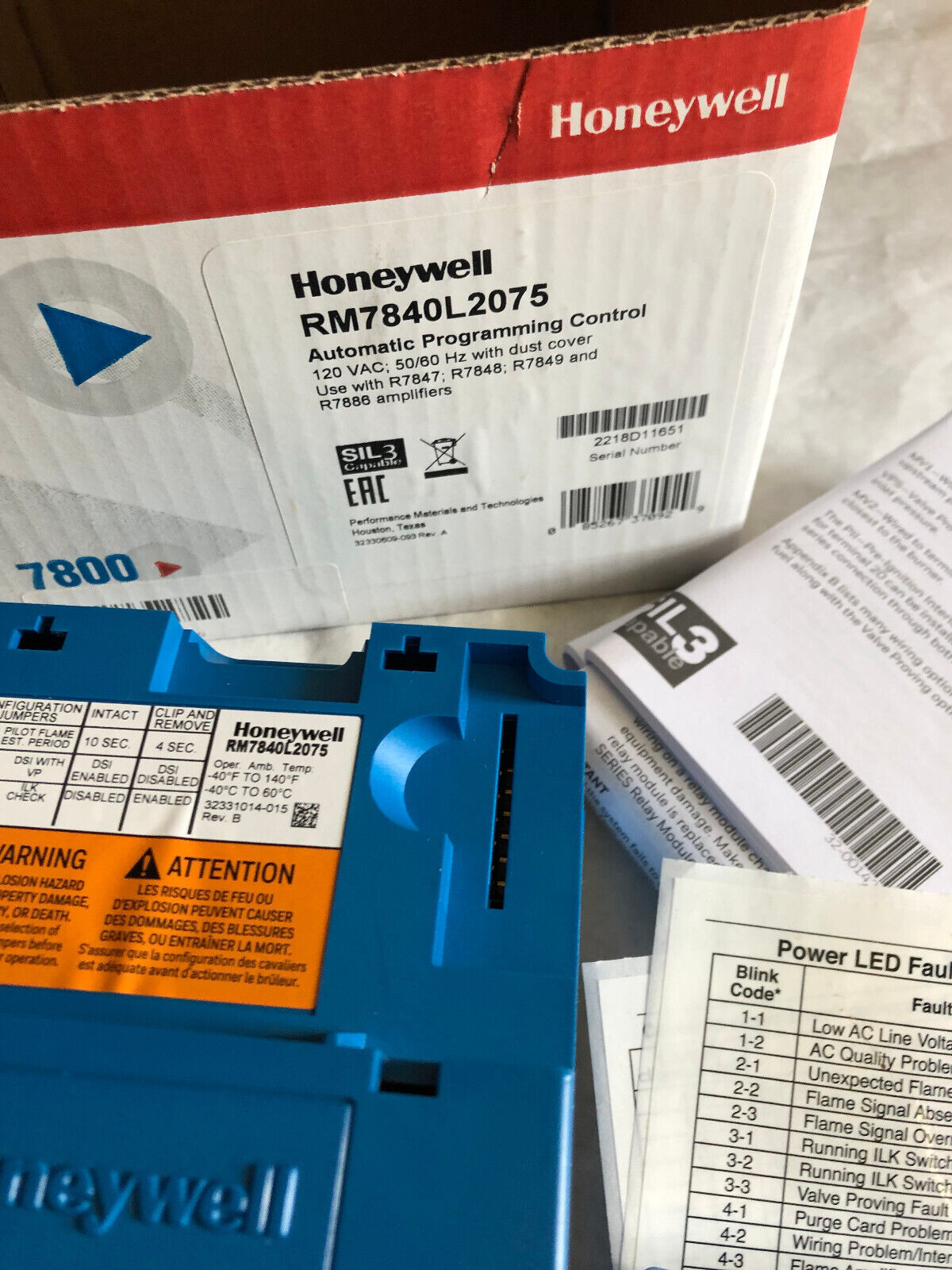 New Honeywell Rm7840l2075 Automatic Burner Control 7800 Series,Rm7840 L 2075,Bw