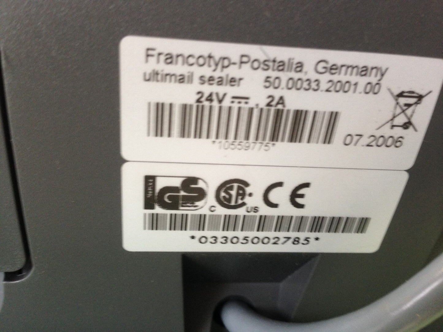 Nib Francotyp-Postalia 50.0033.2001.00 24 V Ultimail Sealer Mail Processor,He