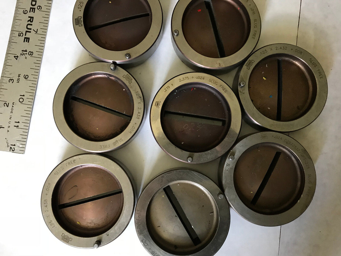 Lot 19 Mate .219X2.375 Rectangular Turret Punch Slug Free Dies,3-1/2" O.D.,Ab