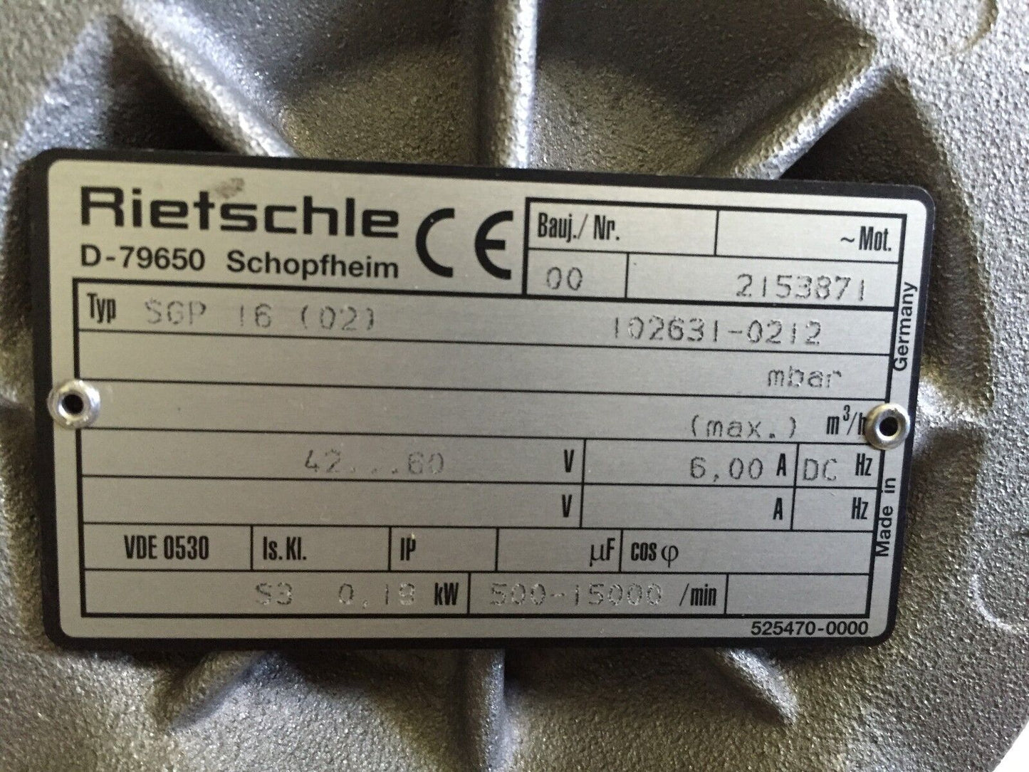 New Rietschle Sgp 16 02,Papst Eci 24.42,932 2442 008 Gardner Motor,Tg,Ec