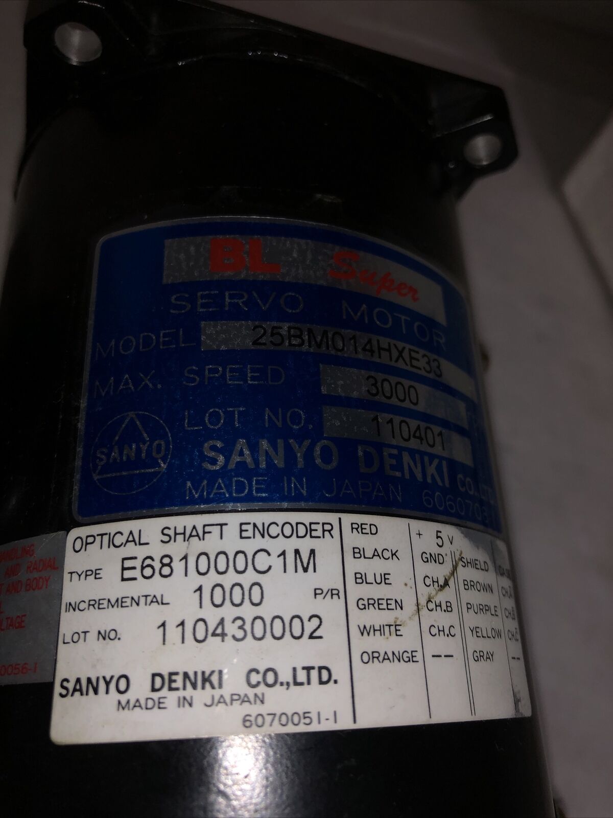 New Sanyo Denki 25Bm014hxe33 Bl-Super Servo Motor,E681000c1m,14Mm,Fg