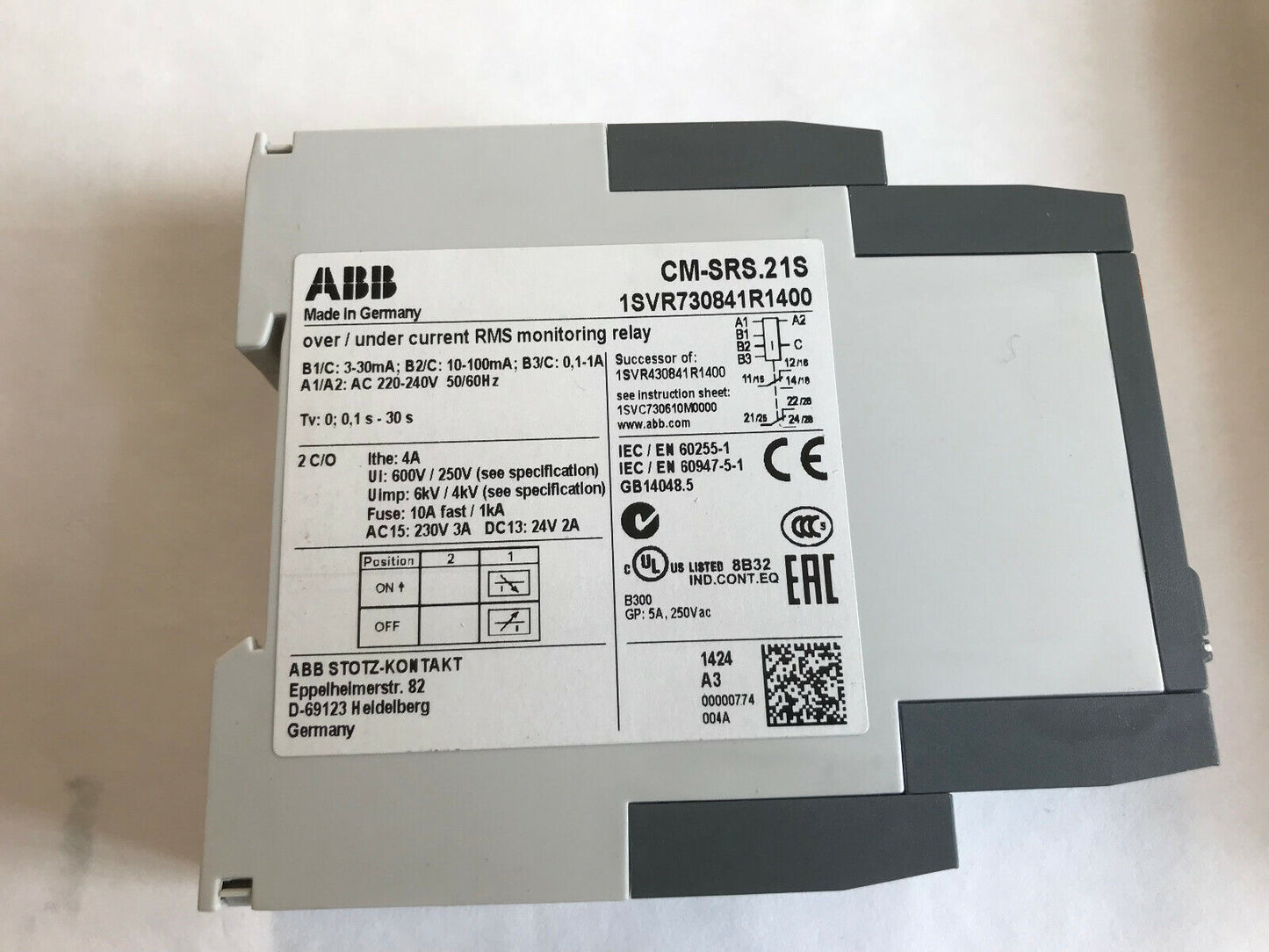 New Abb 1Svr730841r1400,Abb Cm-Srs Protection Relay Abb Cm-Srs.21S,Sd
