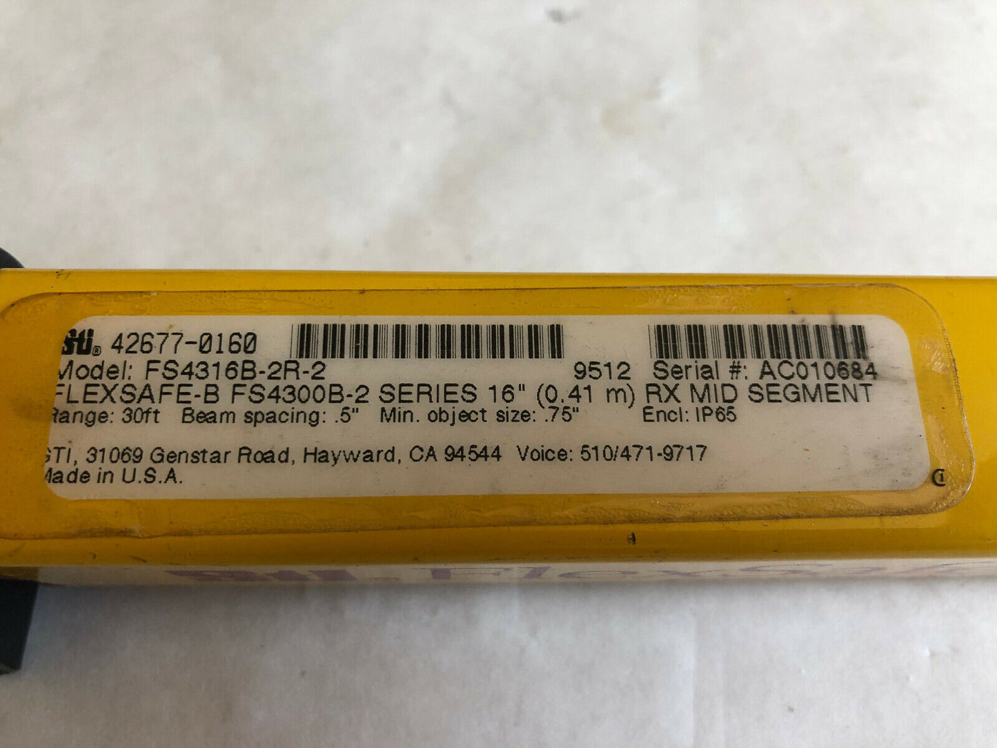 Sti Fs4316b-2R-2 Light Curtain 16" Receiver Flexsafe-B Fs4300b2,42677-0160,Cv