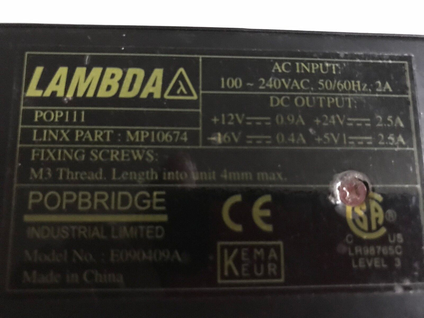 Lambda E090409a,Pop111,Mp10674 Power Supply, Switching Power Supply,Eh