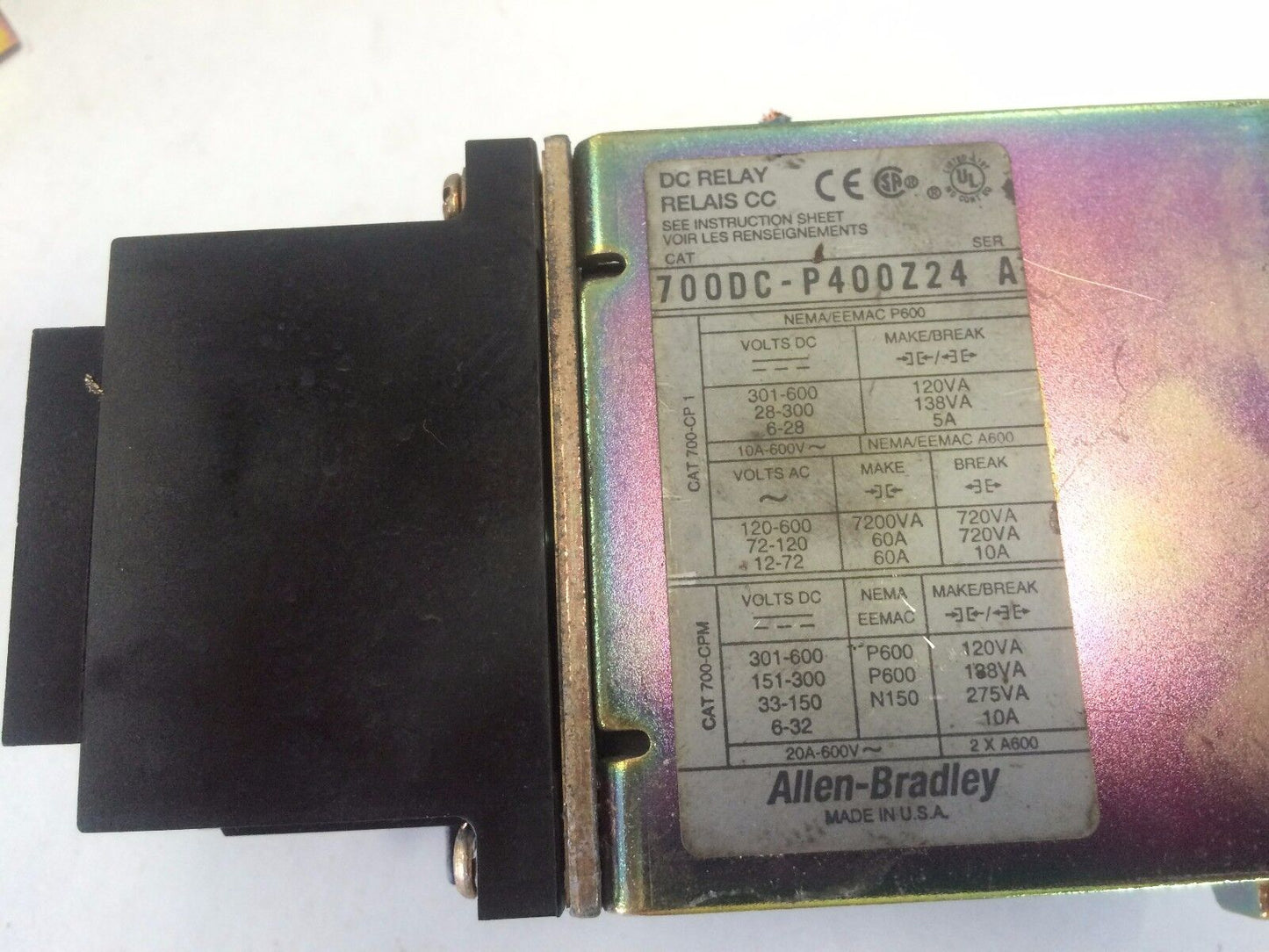Allen Bradley 700Dc-P400z24 A,700Dc Control Relay 24V Coil Type P, Eb