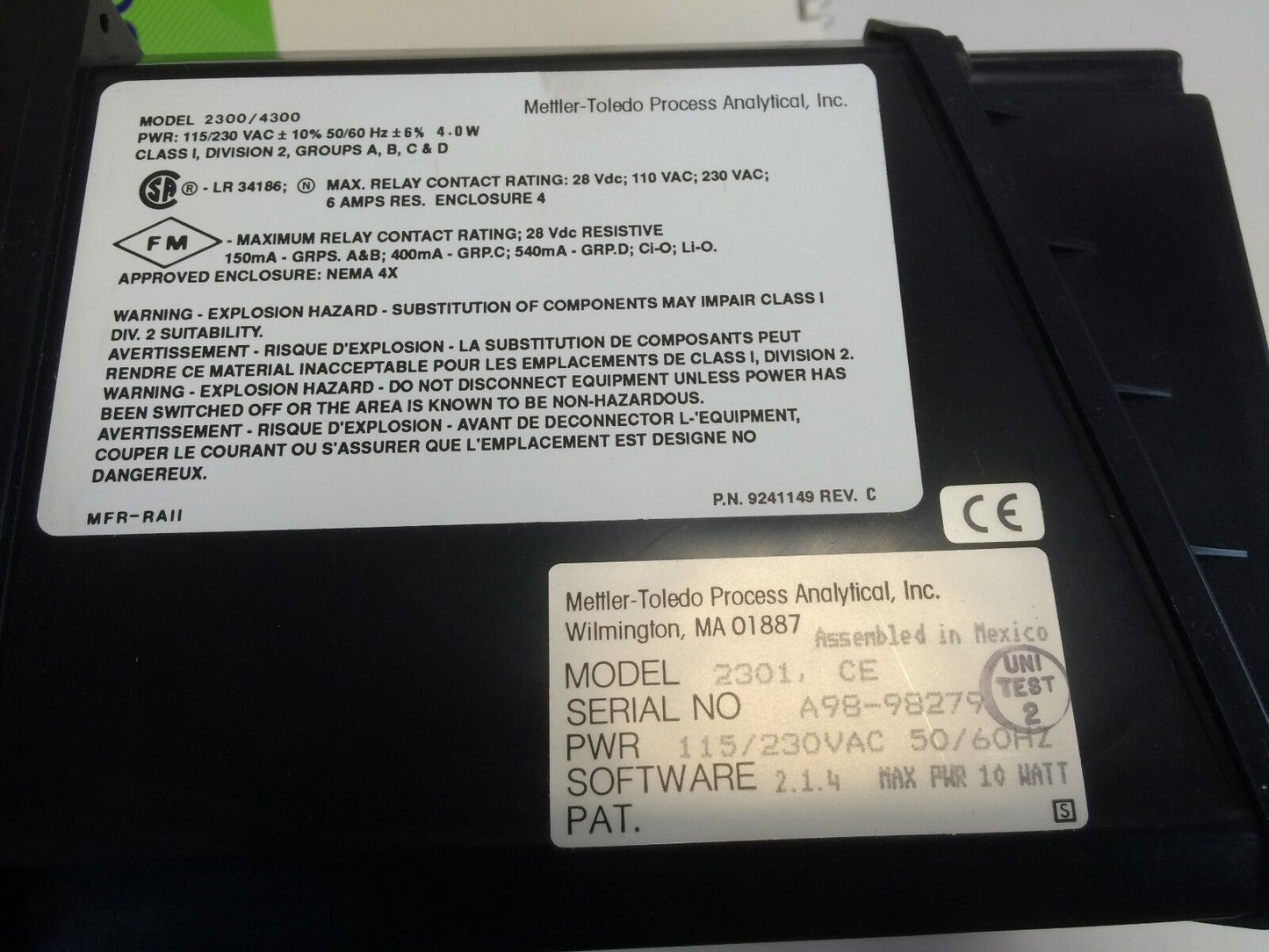Mettler Toledo 312313000,2300,2301,Ce Transmitter 2301A Ph 120V 312313-000,Bx