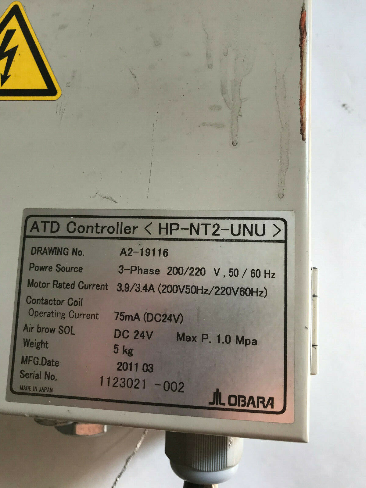Obara Hp-Nt2-Unu Atd Controller 24 V Machine Starter,Gv2-Ap01,A2-19116,Aj