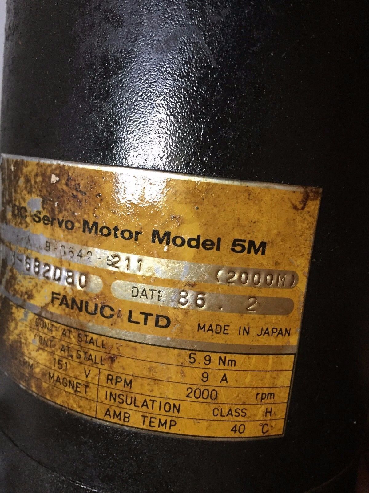 Fanuc A06b-0642-B211,Fanuc Dc Servo Motor,Fanuc Model 5M,M-682080,Ti