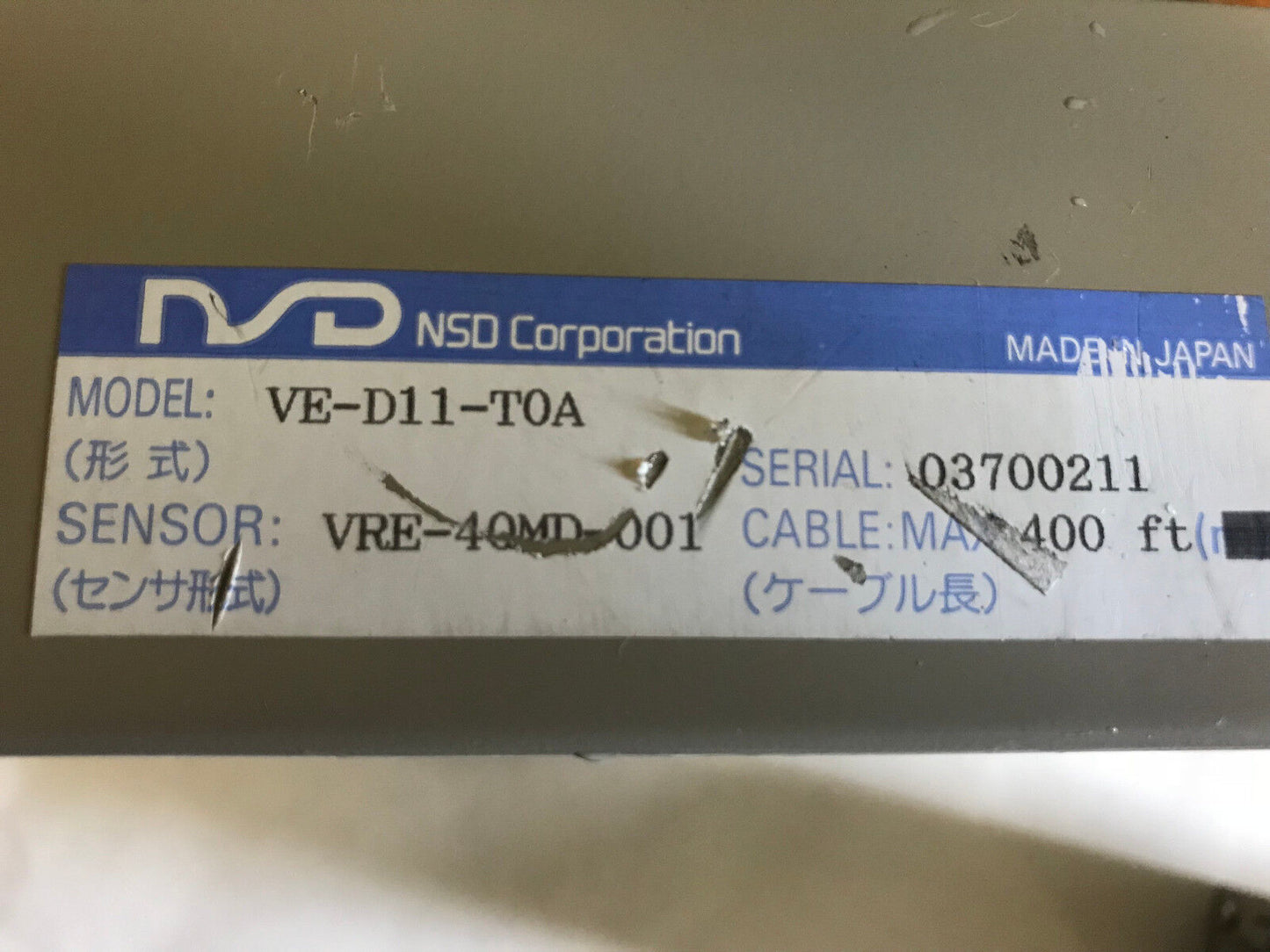 Nsd Ve-D11-T0a Position Sensor Control Ve-D11,Vre-40Md-001 Cable Max 400Ft,Ep