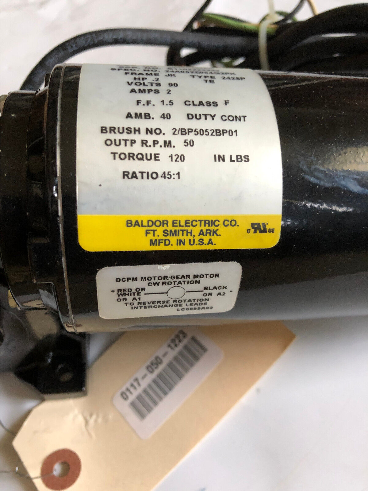 New Baldor 3050491Pk,30050491Pk,2428P,Jk .2Hp,2 Amps Servo Motor,Ew