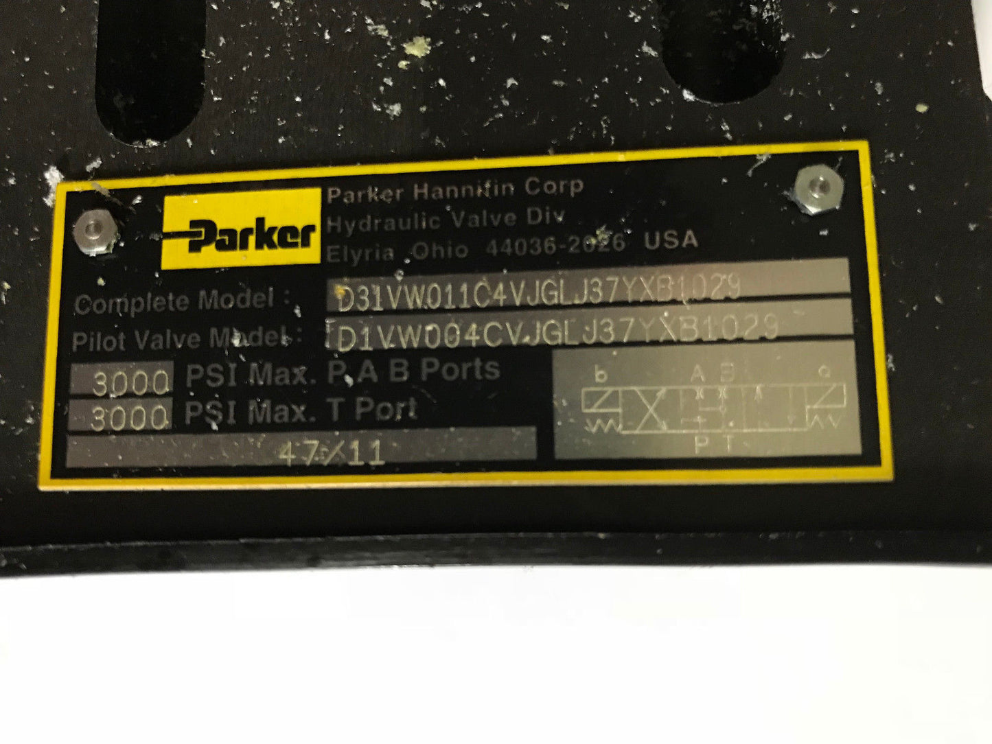 Parker D1vw004cvjgl J37yxb1029 Hydraulic Directional Control Valve,D31vw011c4,Br