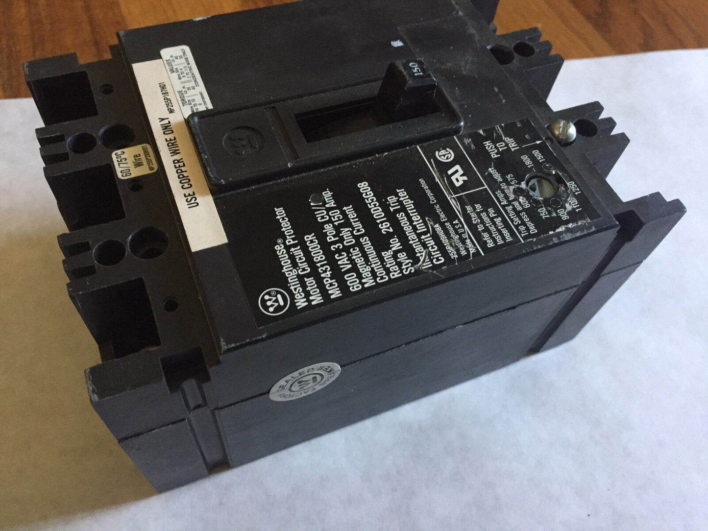 Westinghouse Mcp431800cr,2610D55g08 Motor Circuit Break Protector,150 Amp,Bm