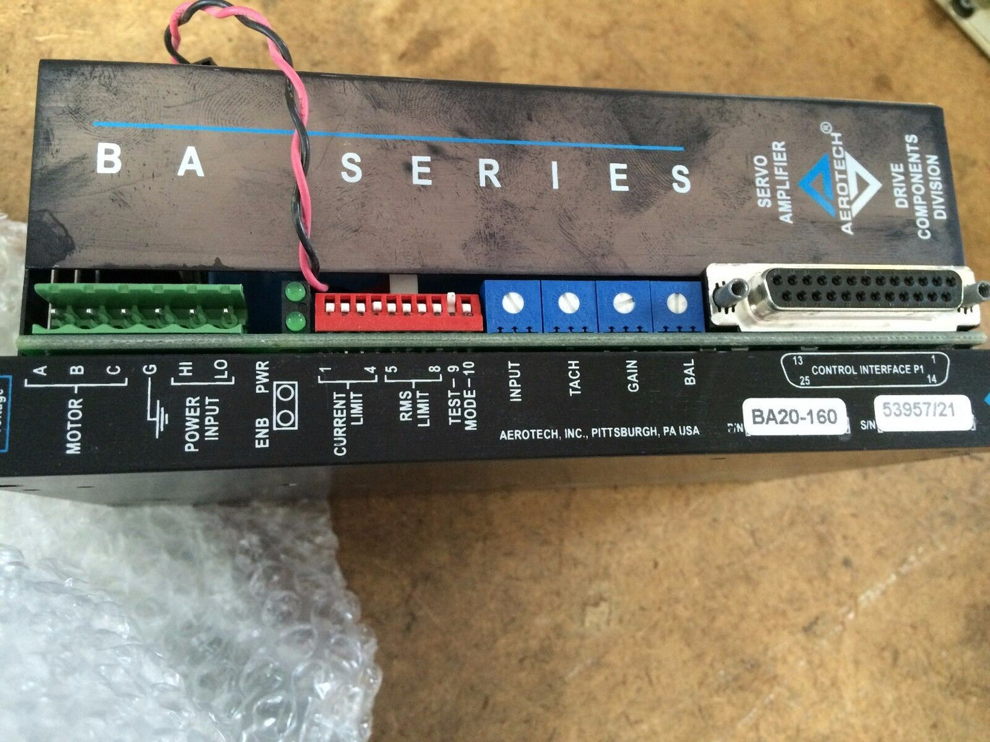 Aerotech Ba20-160 Servo Amplifier,3-Ph,0-400Hz, 7.1A Rms Industrial Ba20,Em