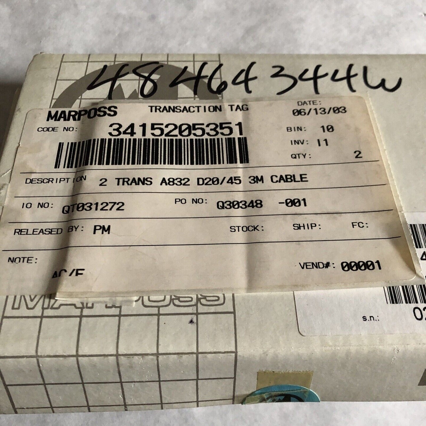 New Marposs 3415205351 Measuring Fork Tranducer 02Wg3138,Ay