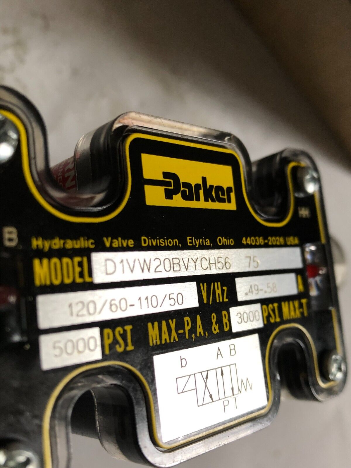Parker Hannifin D1vw20bvych56 75,D1vw20bvych56-75 Directional Control Valve,Bt