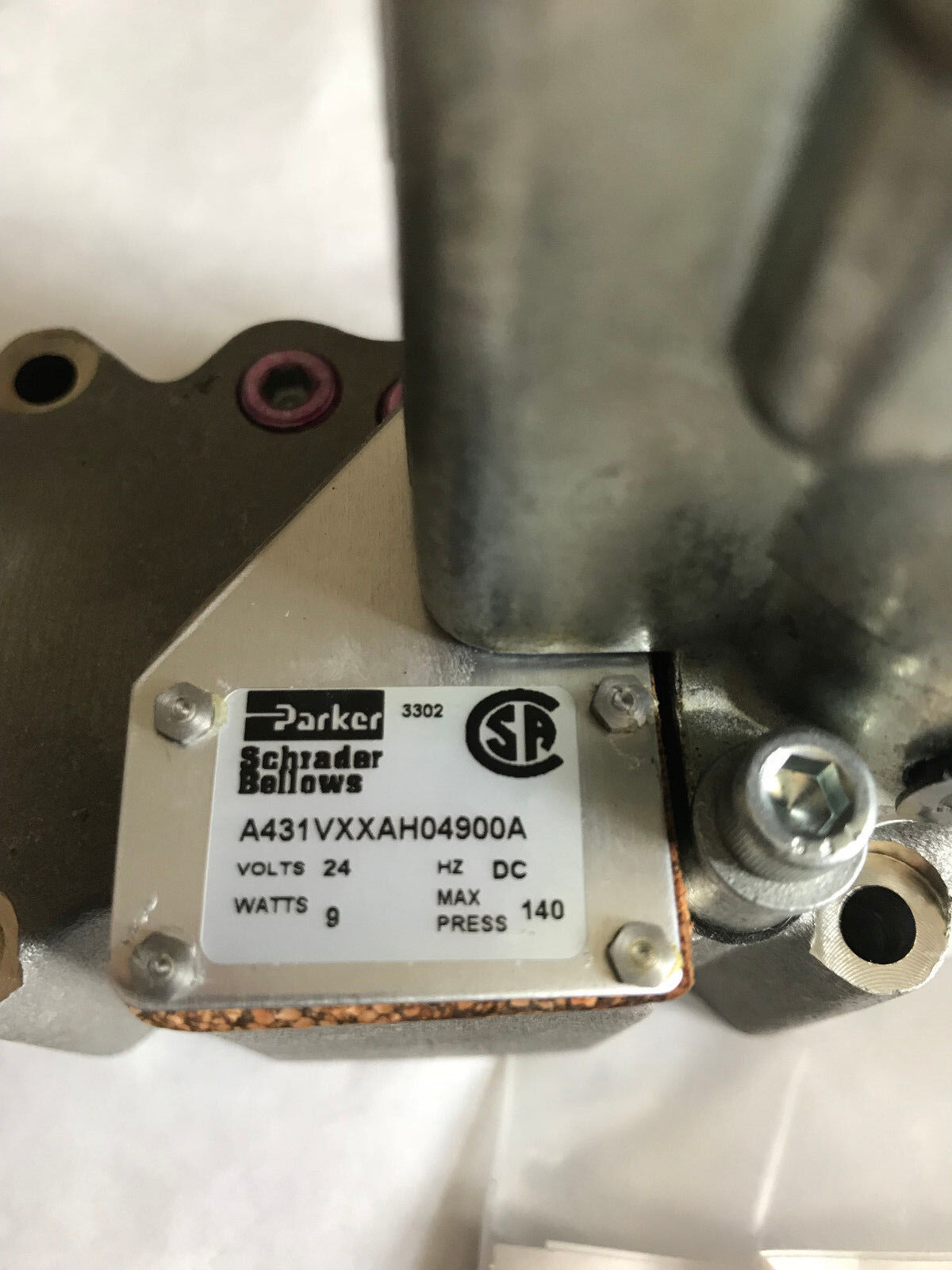 Parker Schrader Bellows Parker A431vxxah04900a Pneumatic Valve K175903549 24V,Sa