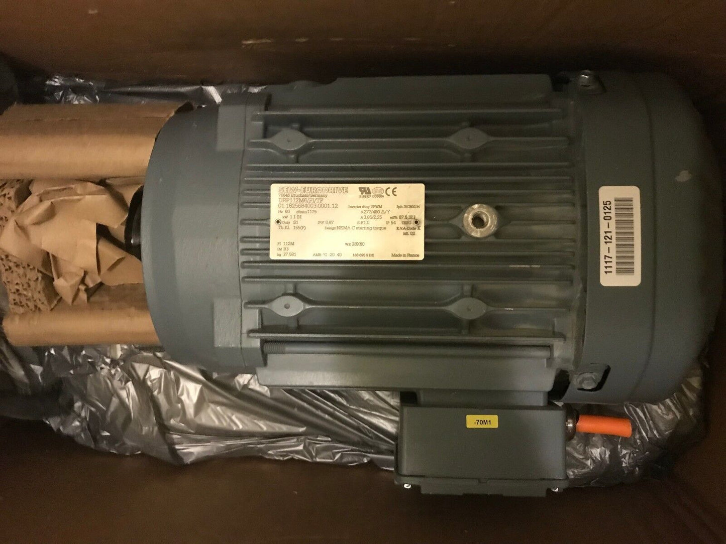 Sew Eurodrive Drp112m6/Fi/Tf,Drp112m6/F1/Tf Motor 1175Rpm 480V,Tn