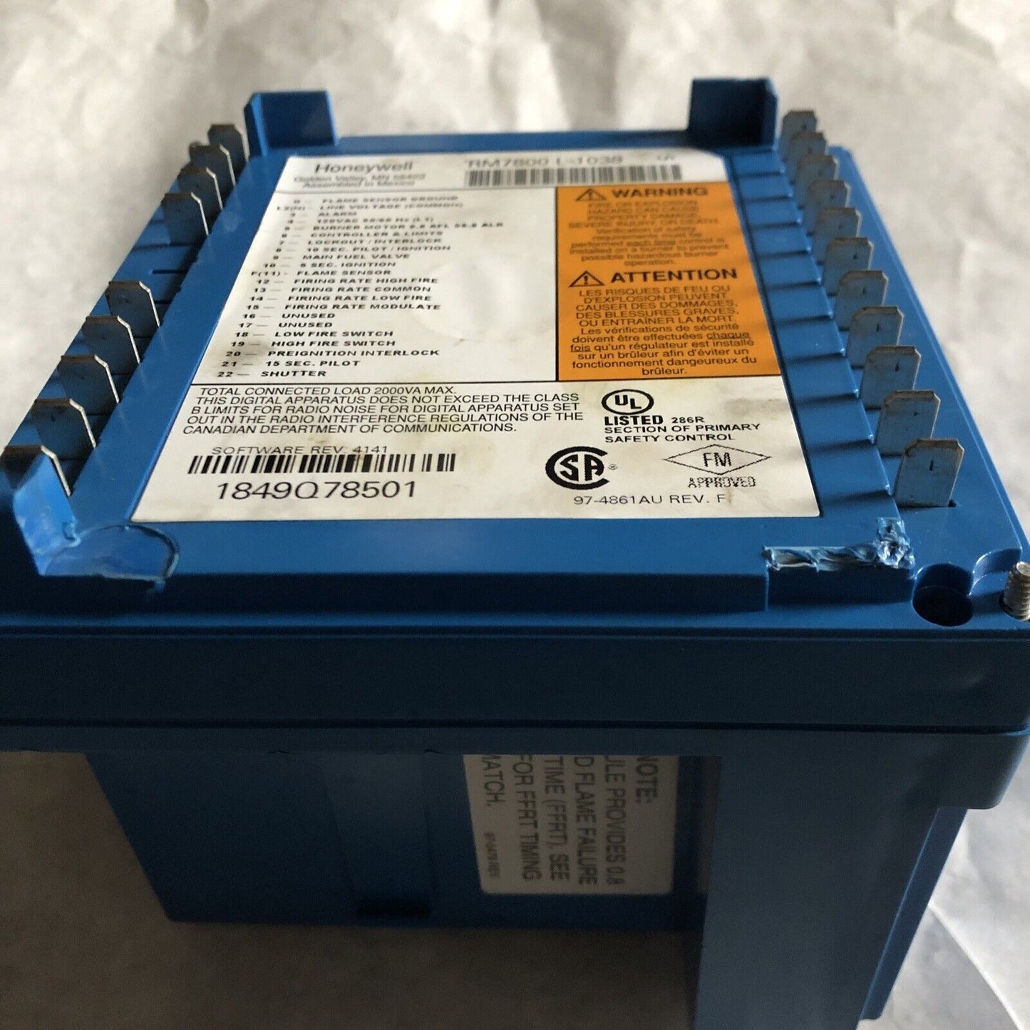 Honeywell Rm7800-L1038,Rm7800l1038,Rm7800 L 1038, Rm7800l 1038 Burner Control,Cy