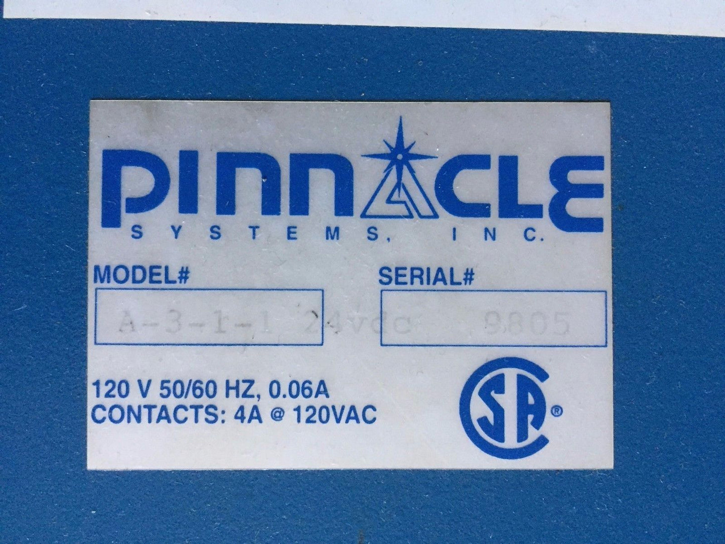 Used Pinnacle A-3-1-1 24Vdc,120V,52-112R2 Safety Mat Controller G0176700,Boxac
