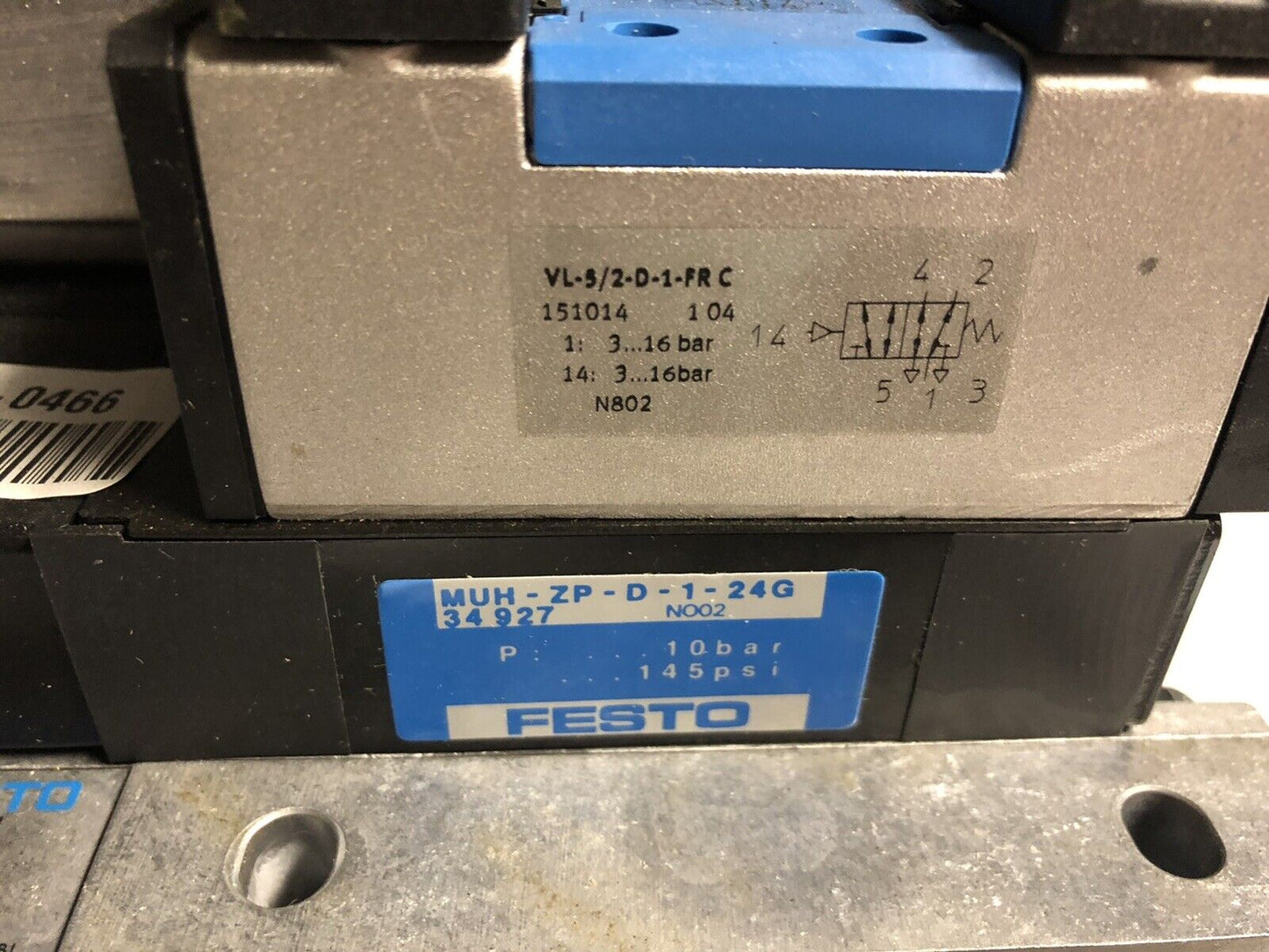 Festo Valve Assembly Vimp-04-D-1,Muh-Zp-D-1-24G,Lr-Zp-A/B-D-1,J-5/2-D-1C,Gage,Ev
