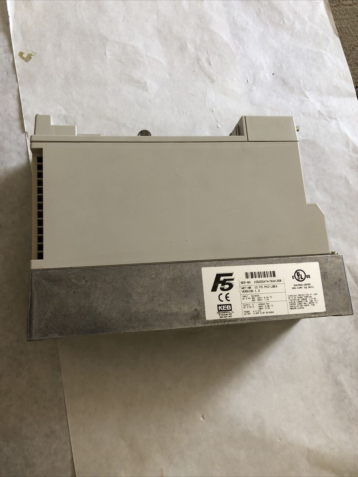 Keb F5 Combivert 10.F5 M1d-Lbea Version 1.0 3Ph Inverter 4.0 Kva,Bw