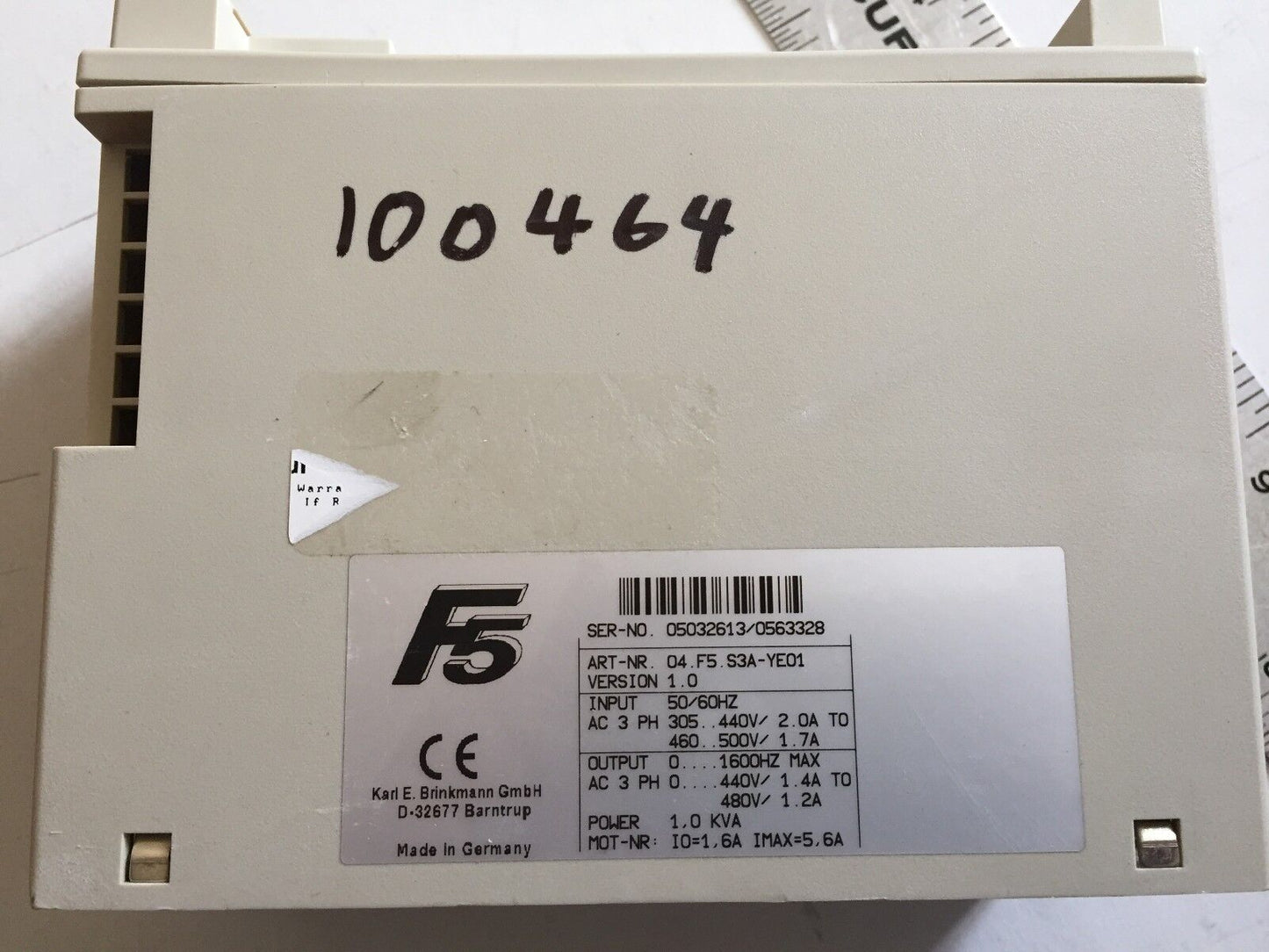 Kebco 04.F5.S3a-Ye01 Drive Inverter 300-500V 1.2-2.0Amp 50/60Hz 3Ph,Dd
