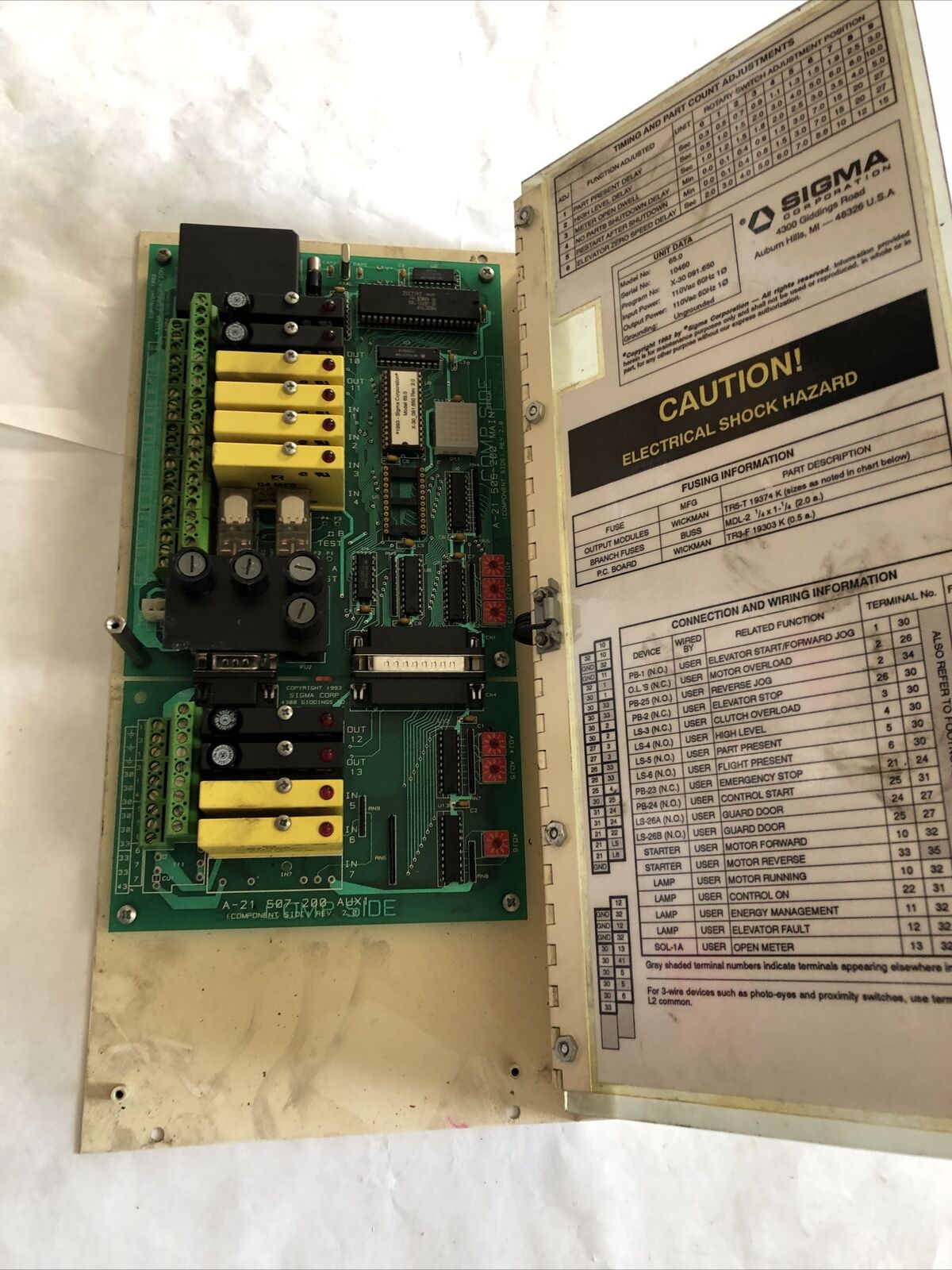 Sigma 65.0 Elevator Meter,110Vac,60Hz,1-Phase A-21 506-200,507-200 Main,Dg