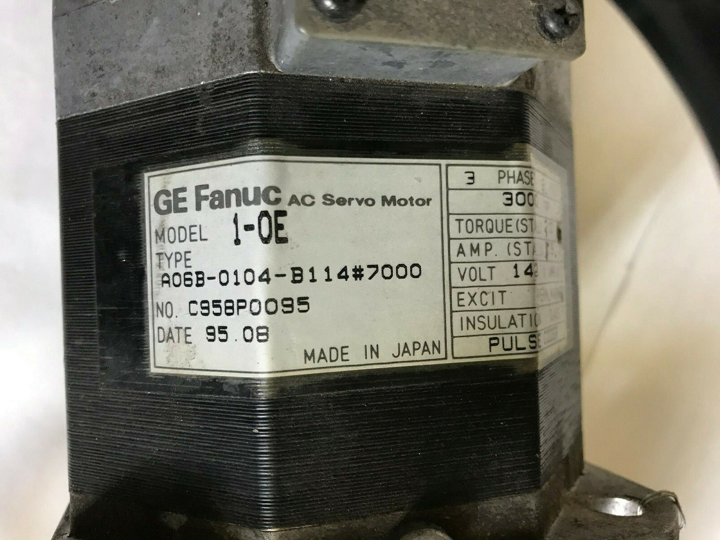 Ge Fanuc 1-Oe,A06b-0104-B114 #7000 Ac Servo Motor,3 Ph,3000 Rpm,Ge Fanuc 1-0E,Ae