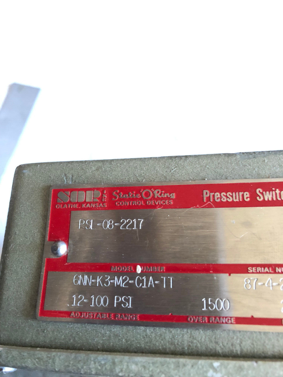 New Sop 6Nn-K3-M2-C1a-Tt Pressure Switch. 12-100Psi,Sop 6Nn-K3-M2-Cia-Tt,Ag