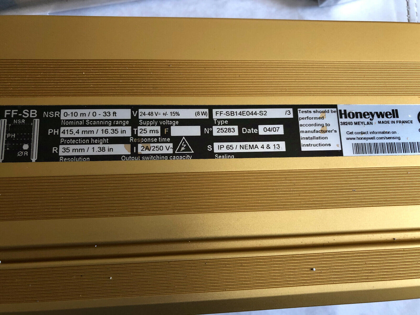 Set Honeywell Ff-Sb14e044-S2,Ff-Sb14r044-S2 Safety Light Curtains Ff-Sb 25283,Ek