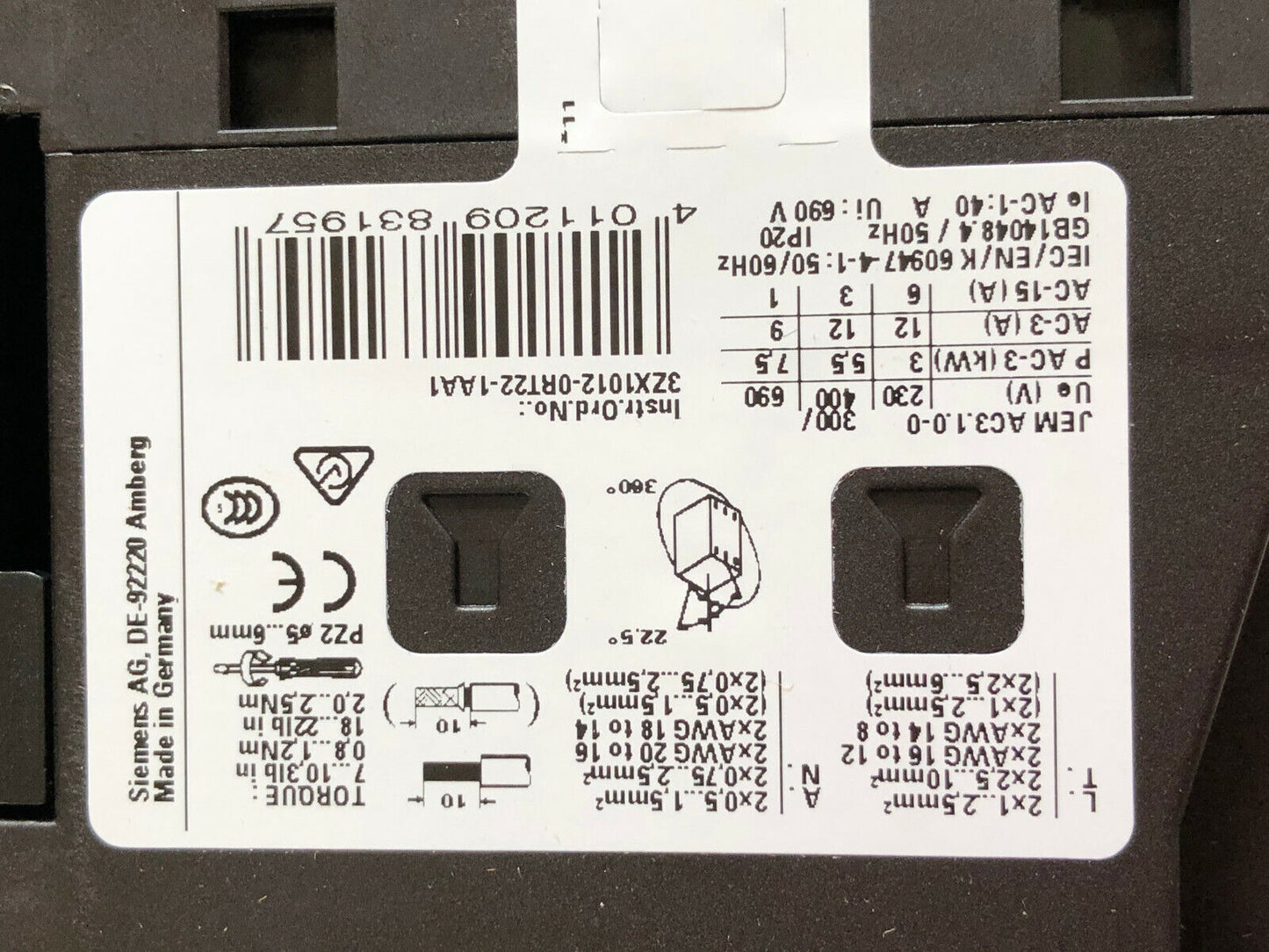 New Siemens 3Ra21201ka240bb4 Combination Starter,3Rv2011-1Ka10,Ss
