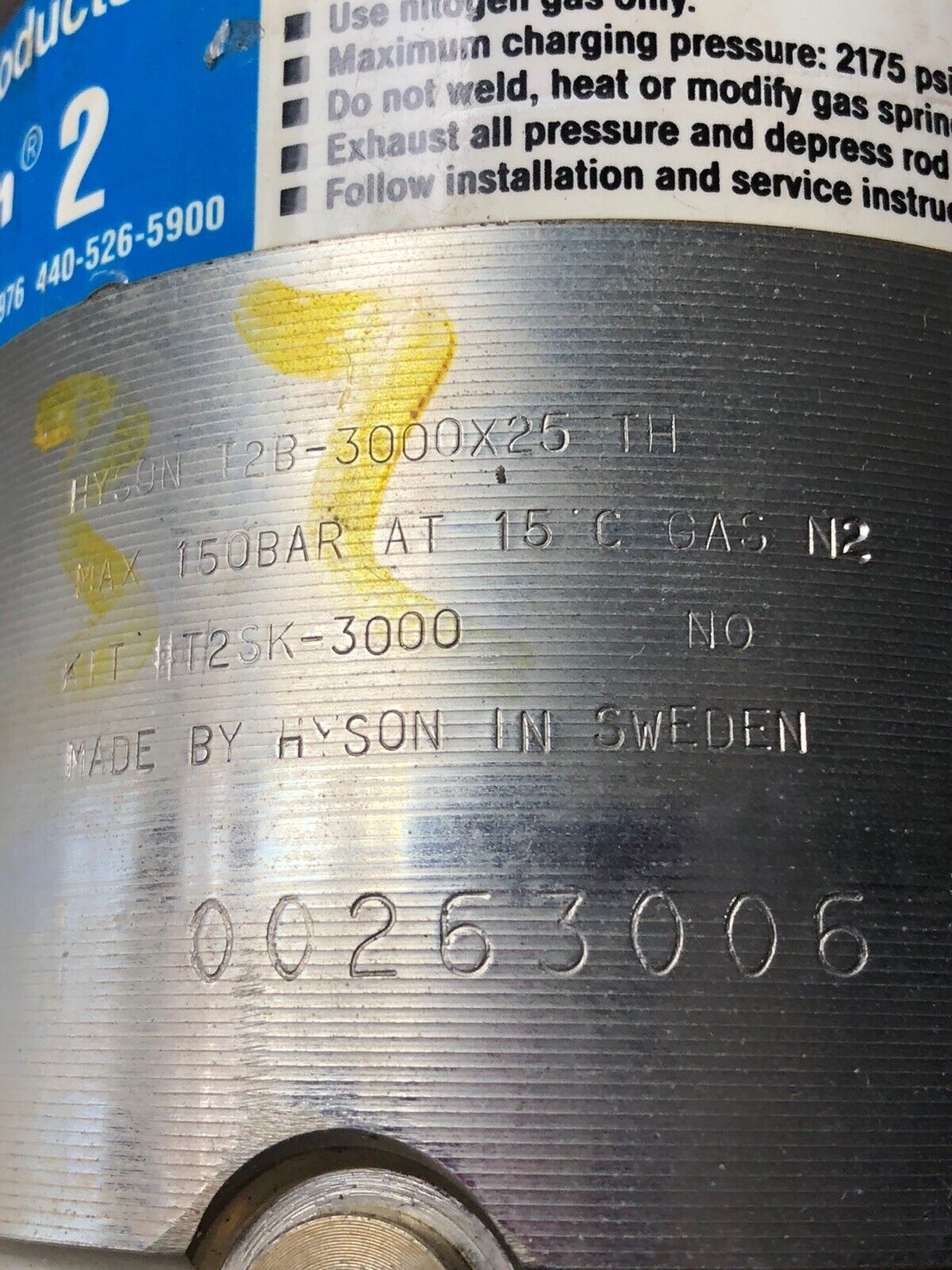 New Hyson T2b-3000X25 Th Tanker 2,T2sk-3000 Nitrogen Gas Spring,Ck