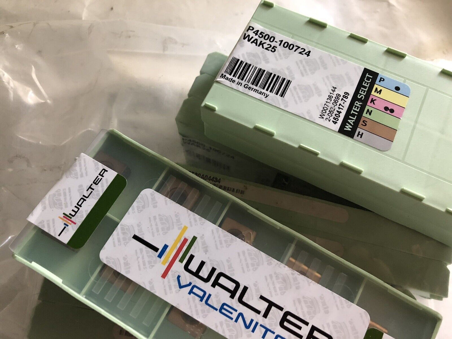Lot 100 Walter Valenite P4500-100724 Tin-Coated Carbide Inserts, Grade: Wak25,Te