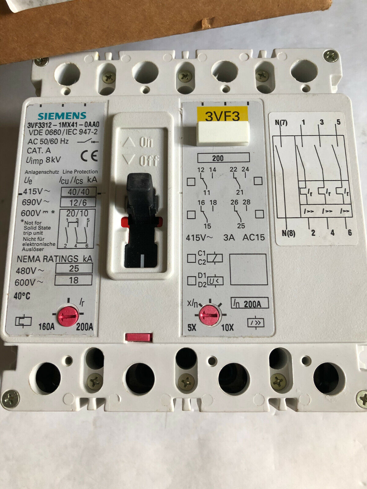 Siemens 3Vf3312-1Mx41-0Aa0,3Vf3 Circuit Breaker 4Pole 25Kv 480V Overvoltage,Cf
