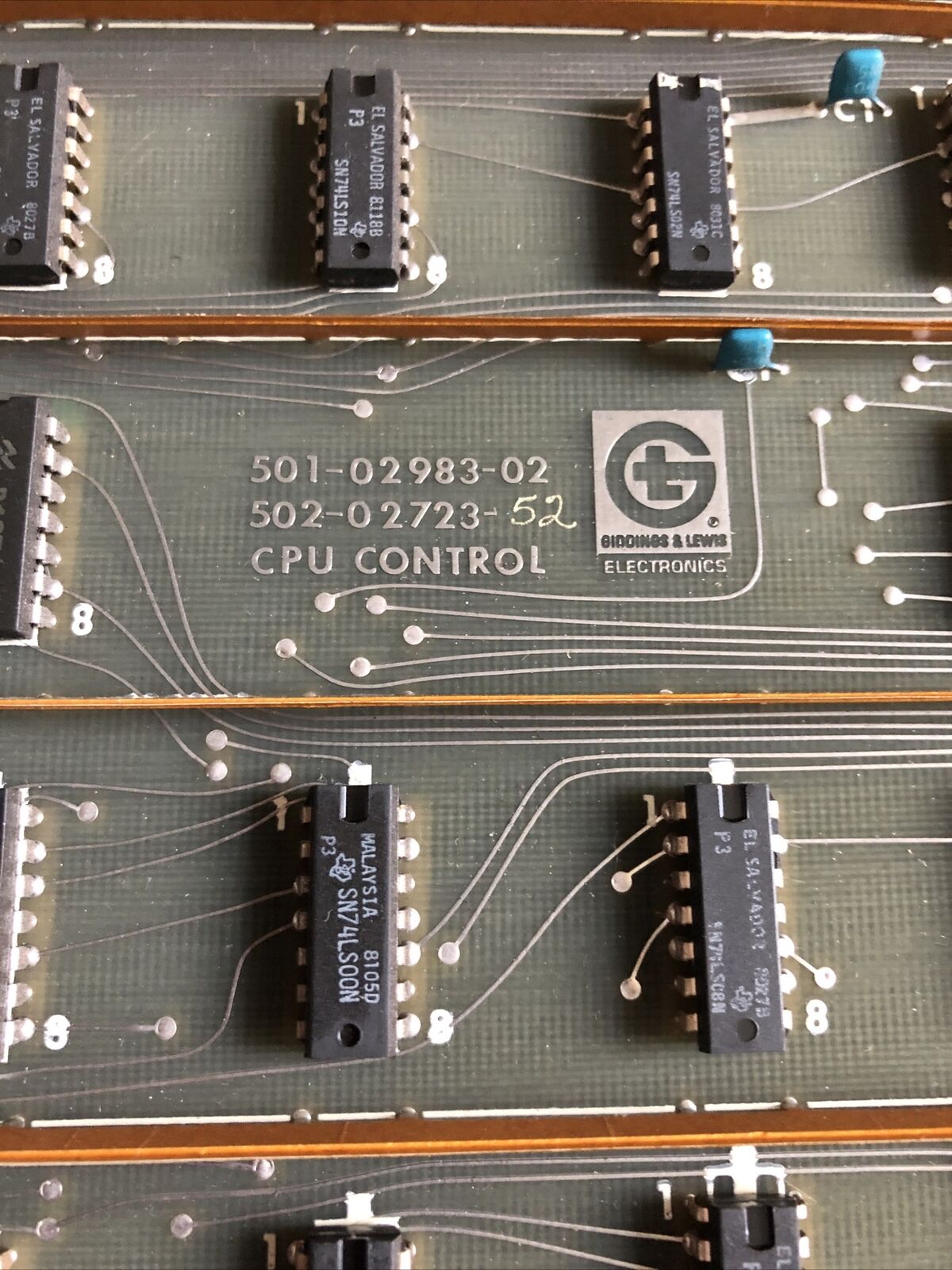 Giddings & Lewis Cpu Control 501-02983-02,502-02723-52 Circuit Board,1771,Dj