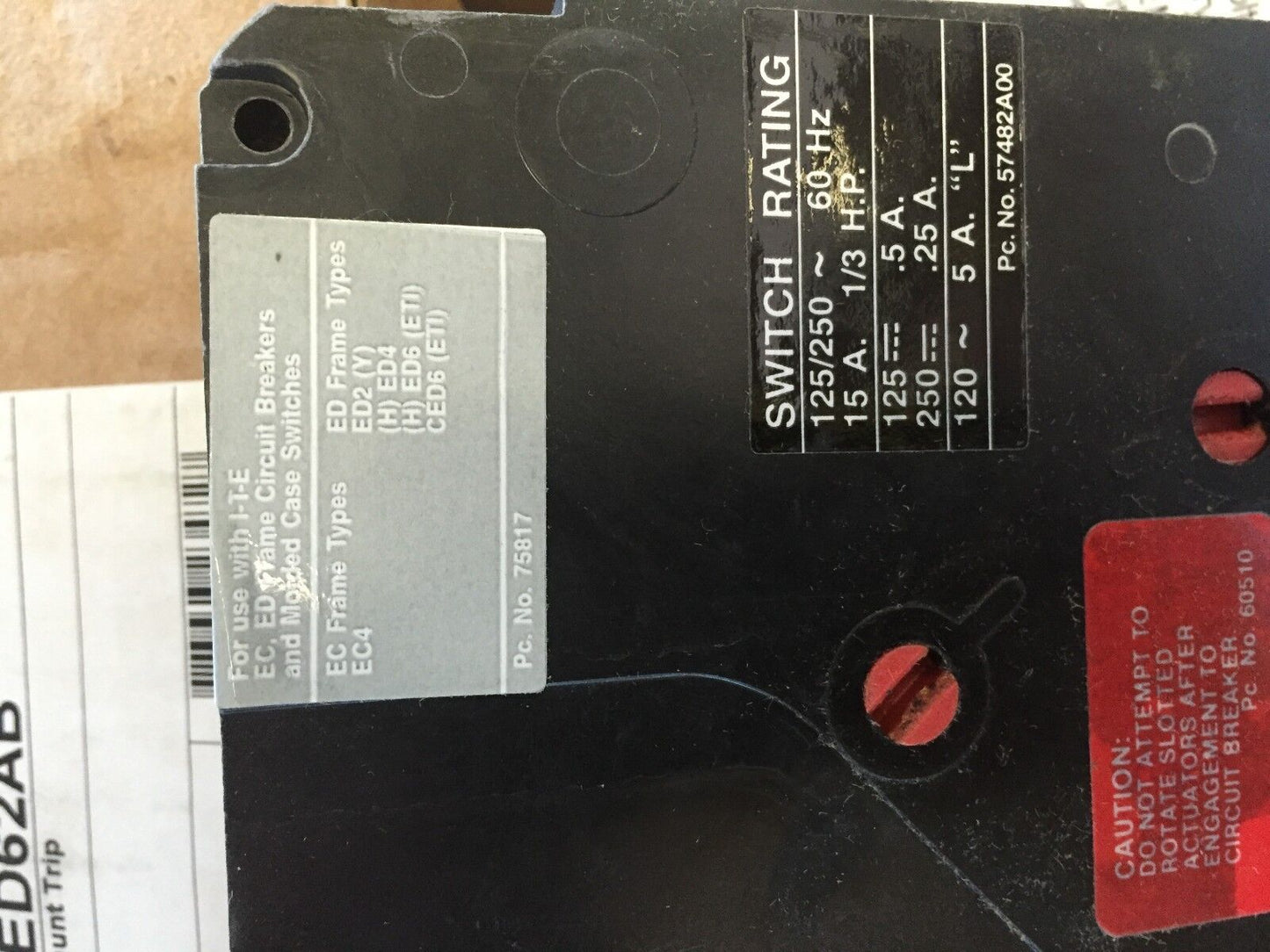 New Siemens S07ed62ab,Ite 14-22 Awg Circuit Breaker,Db