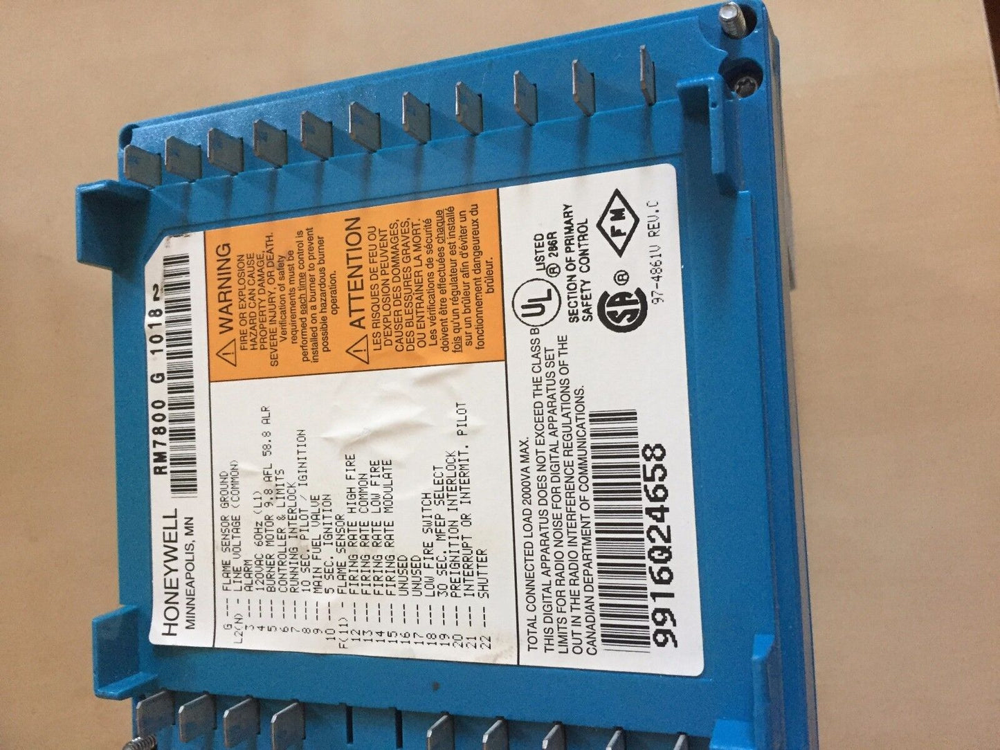 Honeywell Rm7800 G 1018 Burner Control ,Honeywell Rm7800g1018,Ap,Aj,Sj,Sf,Se