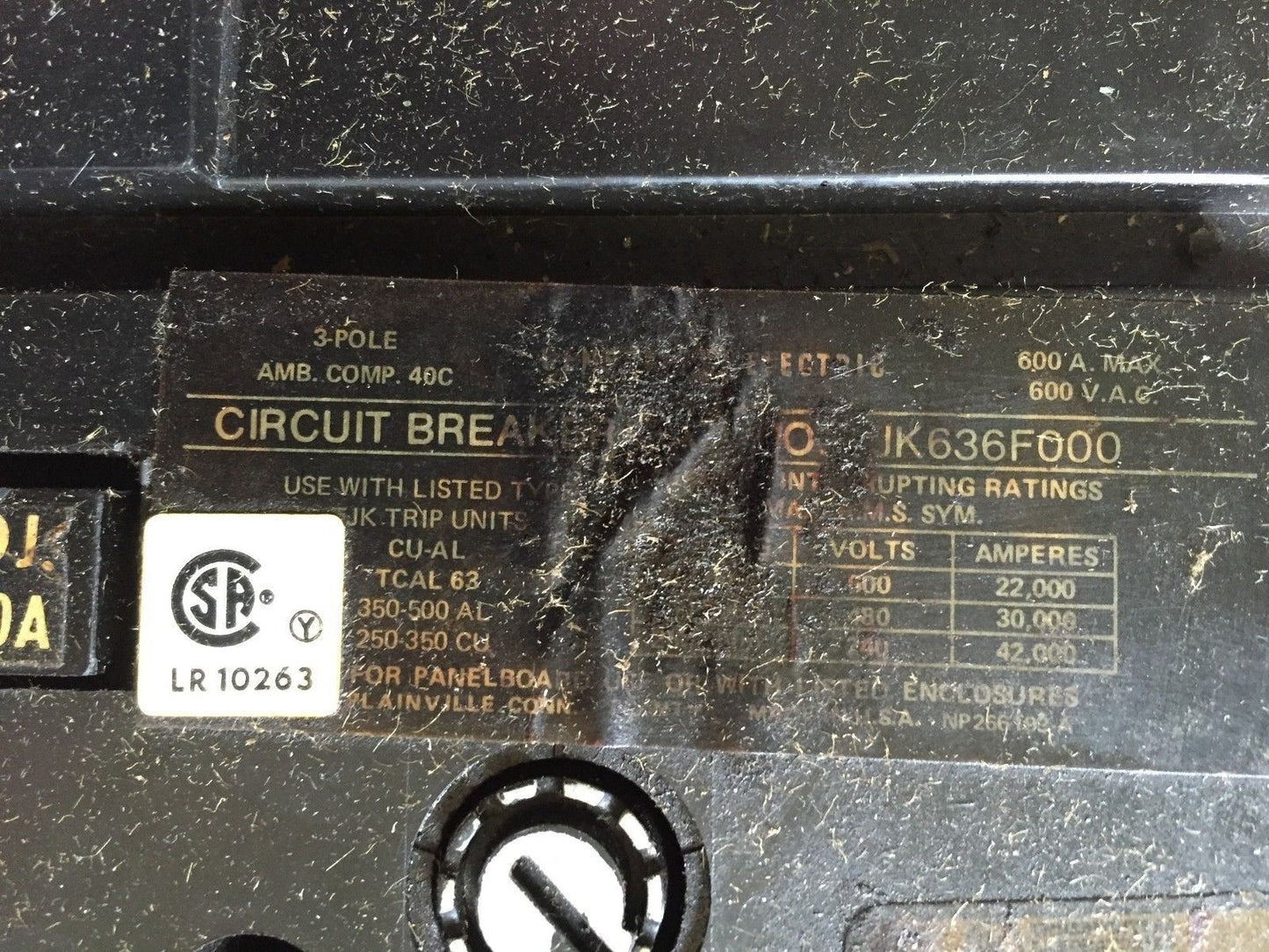 General Electric Tjk636f000 Circuit Breaker 300Amp 3-Pole 600Vac Tjk636300,Fa